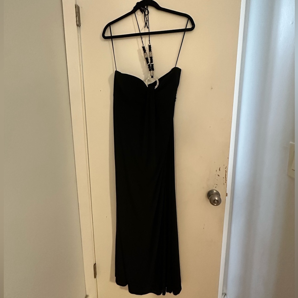 Black Dress with beaded halter straps